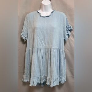 White Birch Dress Baby Blue Womens Size Small Boho Crew Neck‎ Short Sleeve